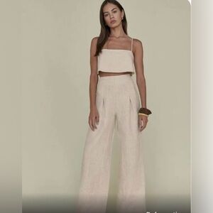 Reformation Cleo Linen Two Piece, Oatmeal, size 2, perfect condition